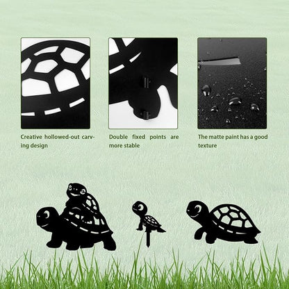 3 Pack Turtle Metal Garden Decorative Stakes, Weather Proof Silhouette Statues - Image 5