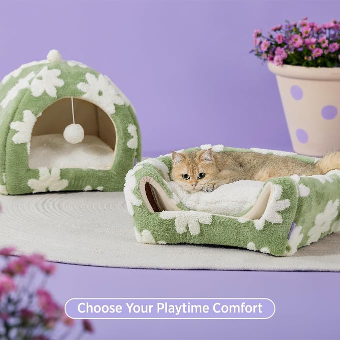 Lesure Cute Cat Beds for Indoor Cats - 2 in 1 Large Cat Cave Bed - Image 3
