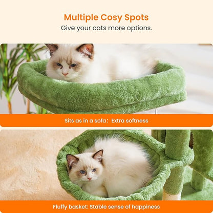 Heybly Cat Tree with Cat Self Groomer Brush, Cat Tower Condo - Image 5