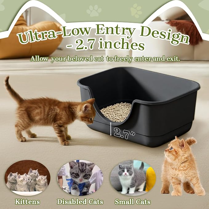 Low Entry Small Litter Box for Kittens, Kitty Plastic Litter Boxes, Open Top - Image 2
