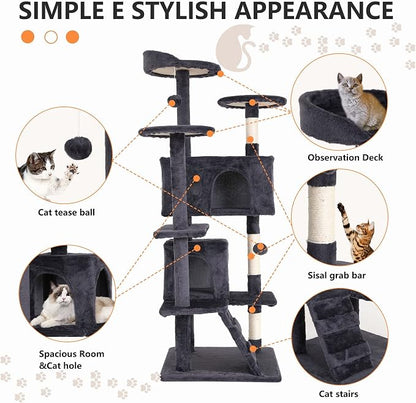 Cat Tree for Indoor Cats, Space Saving Cat Activity Center, Durable Pet Play - Image 3