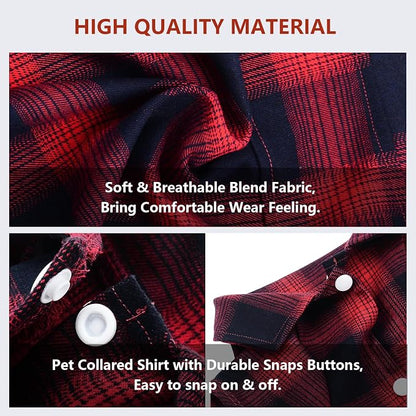 Koneseve Dog Shirt, Pet Plaid Clothes Shirt T-Shirt, Sweater Bottoming Shirt - Image 3