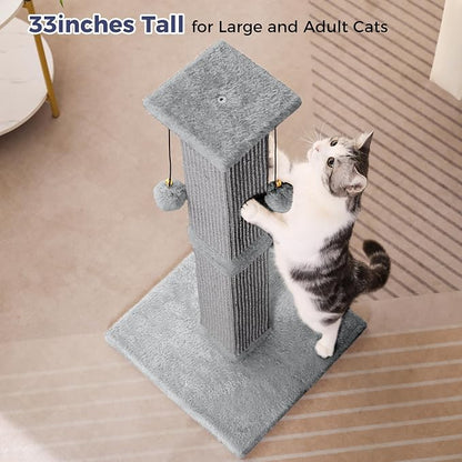 Large Cat Scratching Post with Heavy Duty Base 33" Sturdy Square Sisal Scracher - Image 7
