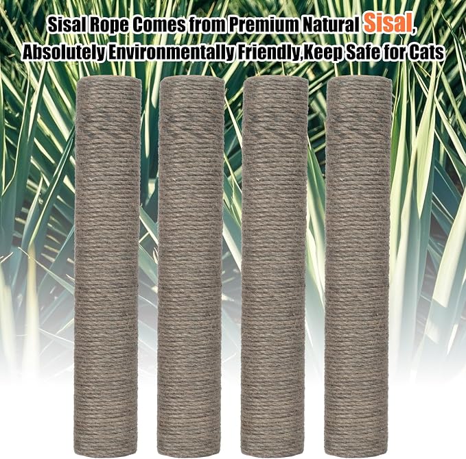 PowerKing Natural Sisal Replacement Scratching Post, 4 Pieces M8 Cat Scratch - Image 3