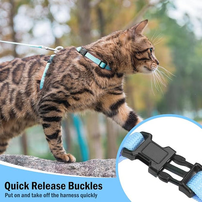 PUPTECK Adjustable Cat Harness and Leash Set Escape Proof Kitten Strap Collar - Image 3