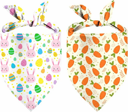Easter Dog Bandana, 2 Pack Adjustable Holiday Party Pets Rabbit Easter Egg by XGXHZYLC