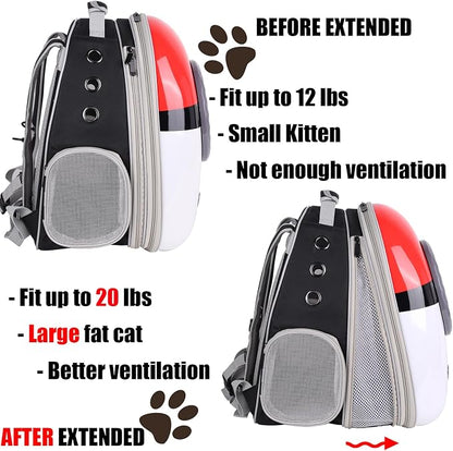 Front Expandable Cat Backpack Carrier, Fit up to 20 lbs, Space Capsule - Image 4