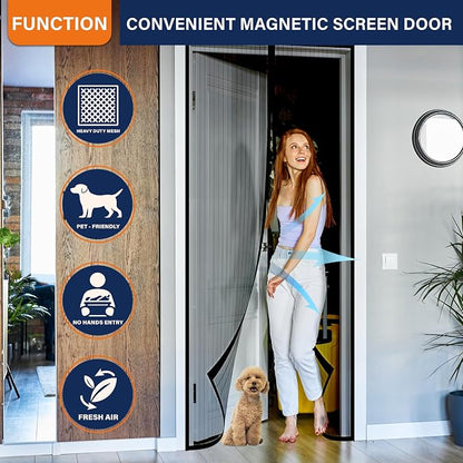 Magnetic Screen Door, Heavy Duty Door Screen Magnetic Closure Keep Bugs Out - Image 6