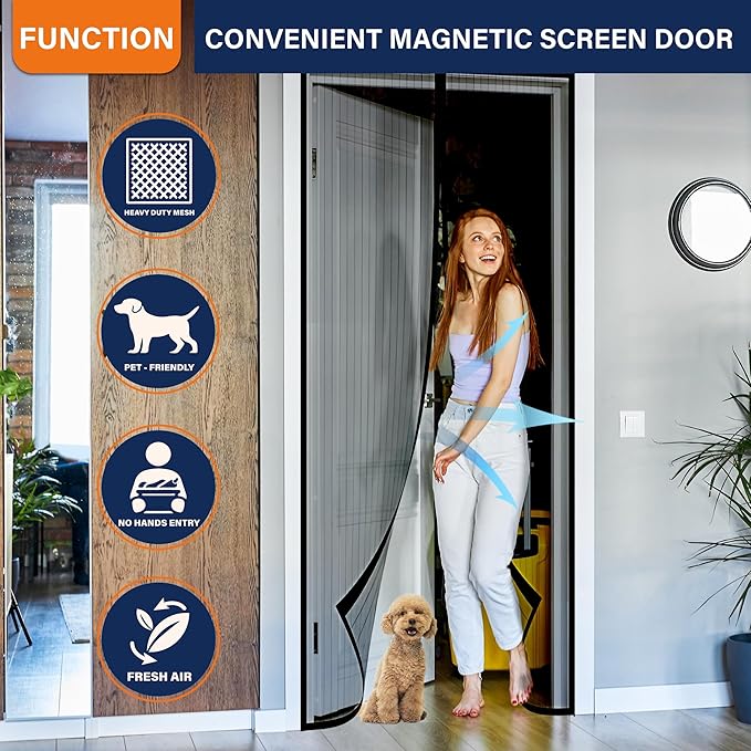 Magnetic Screen Door, Fit Door Size 35 x 80 Inches, Screen Doors - Image 6