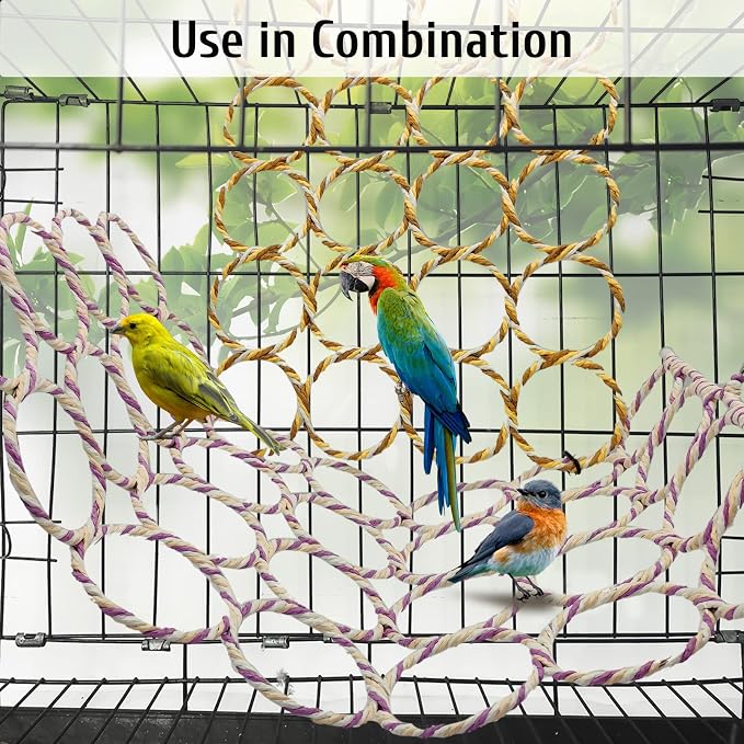 BNOSDM 3 Packs Bird Hemp Rope Net Swing Climbing Rope Net - Image 3