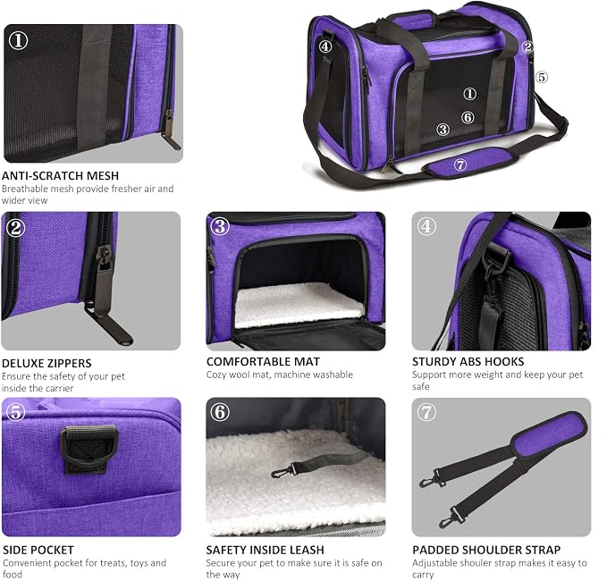 Henkelion Pet Carrier for Small Medium Cats Dogs Puppies up to 15 Lbs, Airline - Image 3
