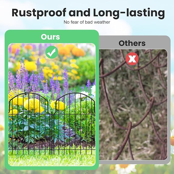19Pcs Decorative Garden Fence, 20in/20.5ft Rustproof Metal Fences Animal - Image 5