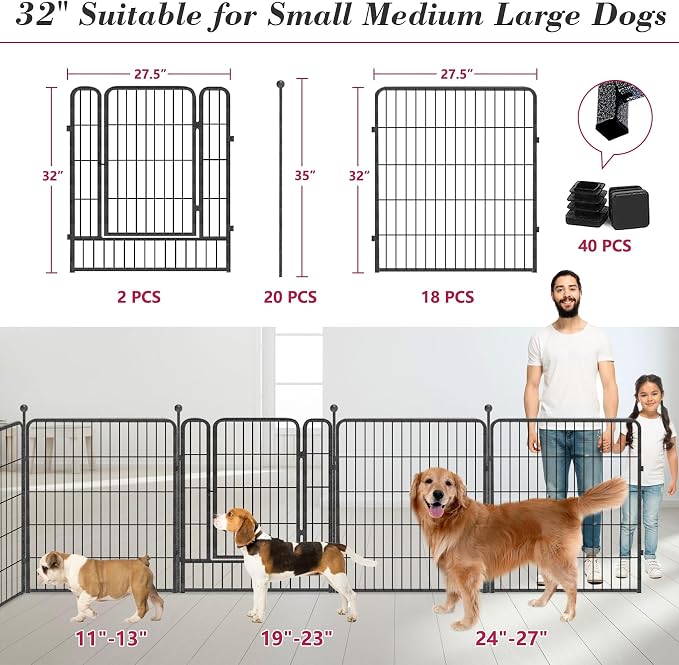 Dog Playpen 32 inch 20 Panels Indoor Outdoor Dog Pen - Image 3