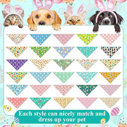Sanwuta 120 Pcs Easter Dog Bandanas Bulk Rabbits Patterns Bandanas - Image 3