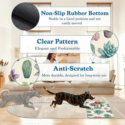 Cactus Flower Pet Feeding Mat for Floors–Christmas Stocking Absorbent Quick Dry - Image 4
