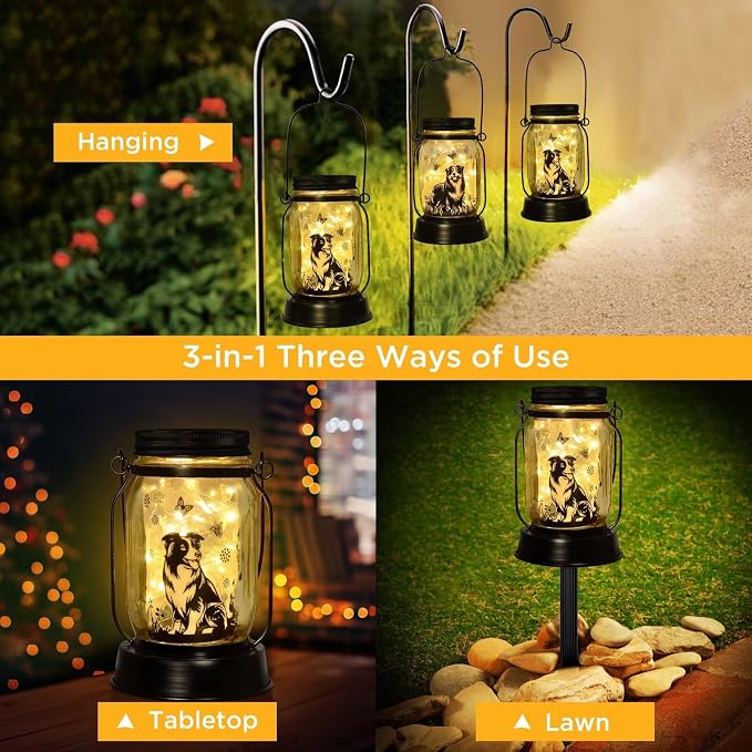 Border Collie Gifts for Women/Men Border Collie Solar Lanterns Dog Mom Birthday - Image 3