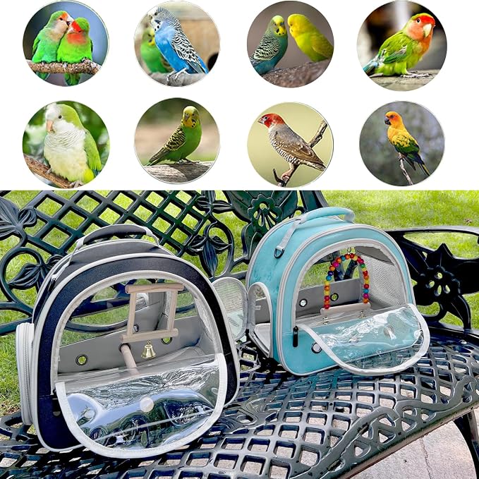 Parrot Travel Cage with Bird Cage Bells Mirror Set, Portable Small Bird - Image 8