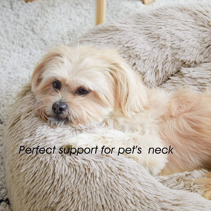 Calming Dog Bed & Cat Bed, Anti-Anxiety Donut Dog Cuddler Bed, Warming Cozy - Image 5
