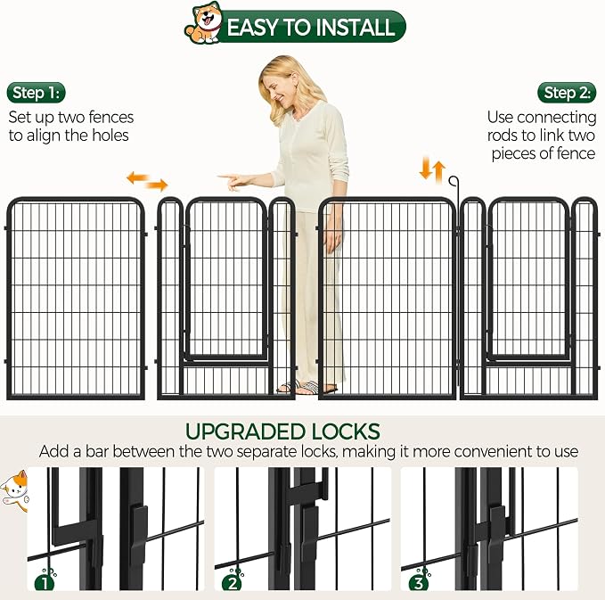 Yaheetech Dog Playpen Outdoor, 40 inch 32 Panels Dog Pen Indoor Heavy Duty - Image 5