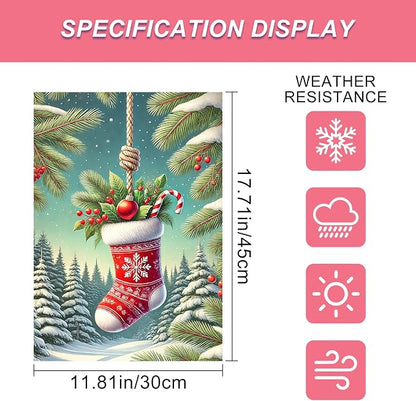 Christmas Garden Flag Christmas Stocking Garden Flag Snowflake Holiday Gardens - Image 3
