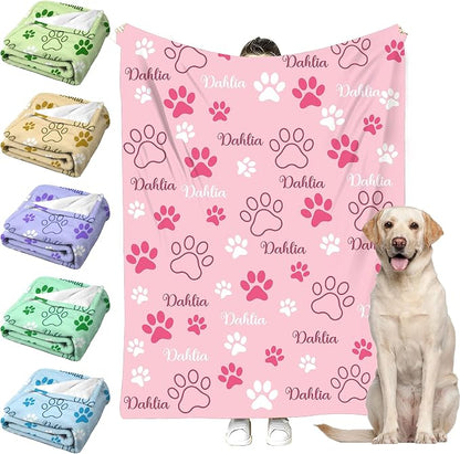 Personalized Paw Print Dog Blanket by Faroishta