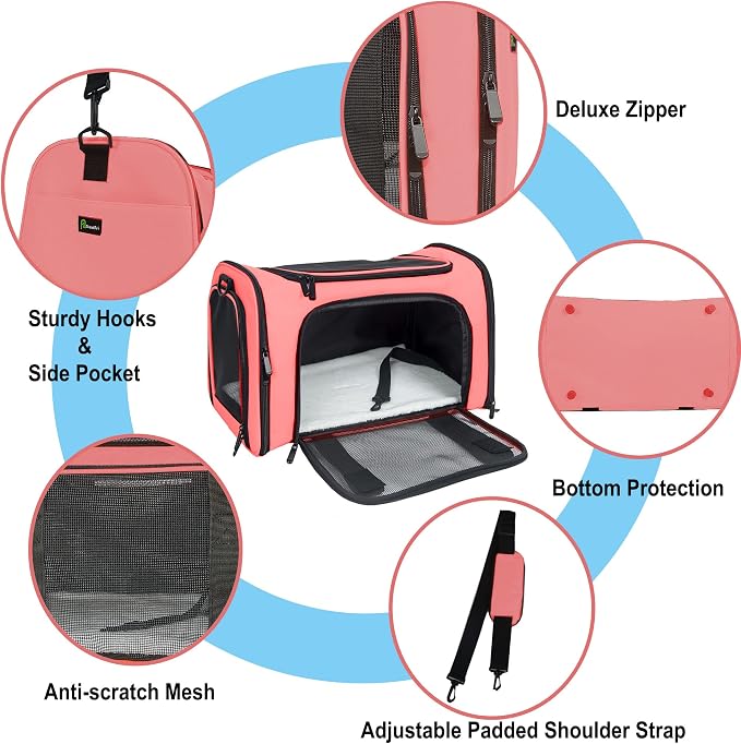 Soft Sided Carrier for Small Medium Cats Dogs, TSA Airline Approved Collapsible - Image 6