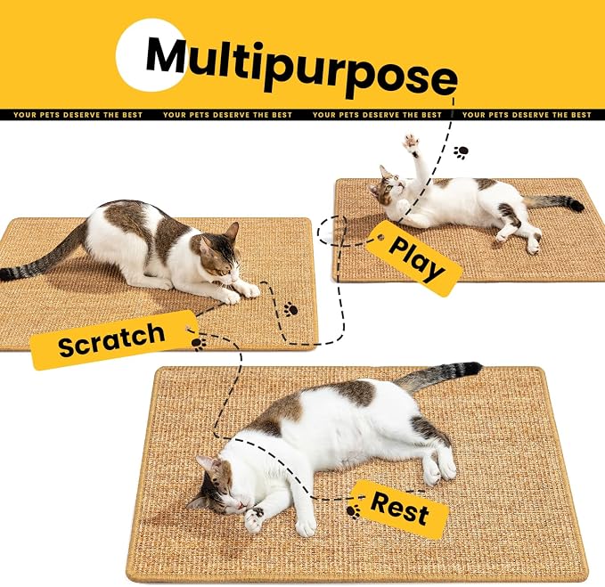 Cat Scratcher Mat, Sisal Cat Scratch Pad Rug, Wall Scratchers - Image 4