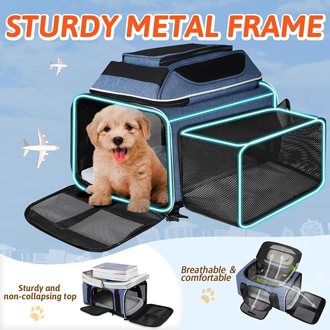 Petskd Top and Side Expandable Pet Carrier 17x11x9.5 Inches Alaska Airline - Image 6