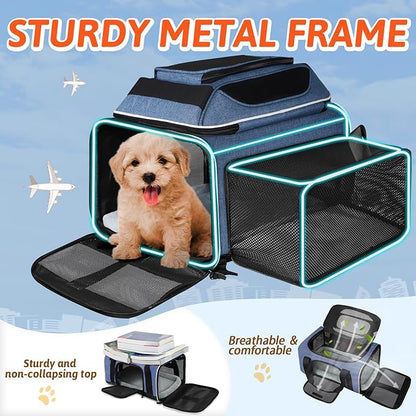 Petskd Top and Side Expandable Pet Carrier 17x12x8.5 Inches JetBlue Frontier - Image 6