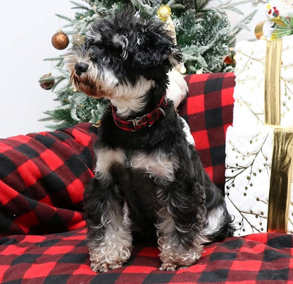 Unique style paws Christmas Dog Collar Metal Buckle Red Black Plaid Puppy - Image 5