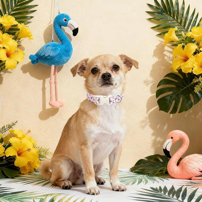 DOGWONG Cute Pet Dog Collar Pink Flamingos Cotton Dog Collar- Soft Girl Puppy - Image 4