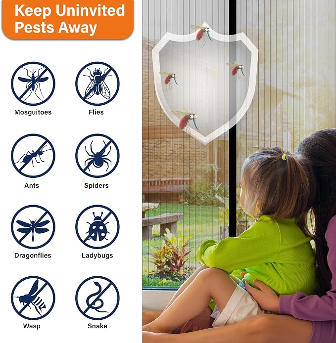 Magnetic Screen Door, Heavy Duty Door Screen Magnetic Closure Keep Bugs Out - Image 5