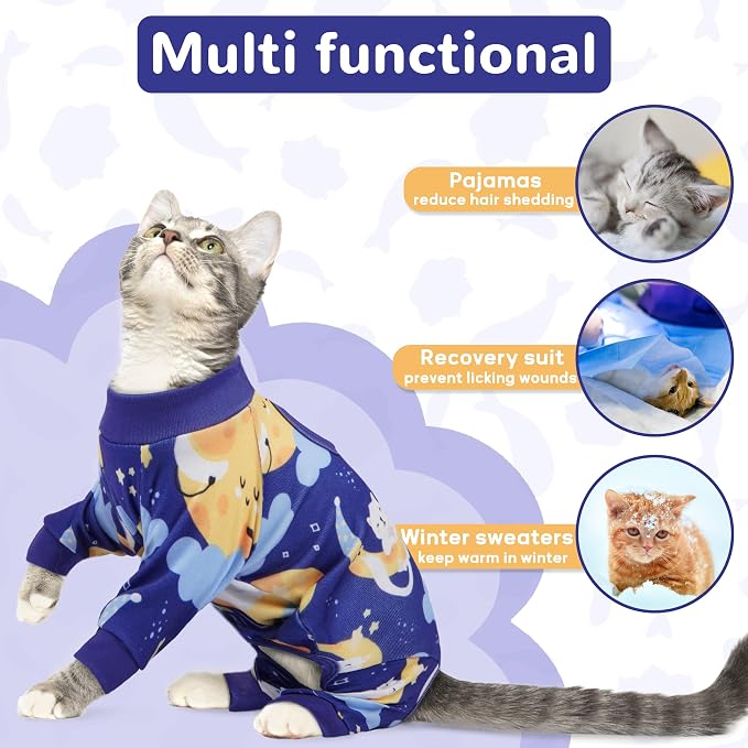 PUMYPOREITY Cat Recovery Suit, Stops Wound Licking After Surgery, Sticky Hair - Image 3