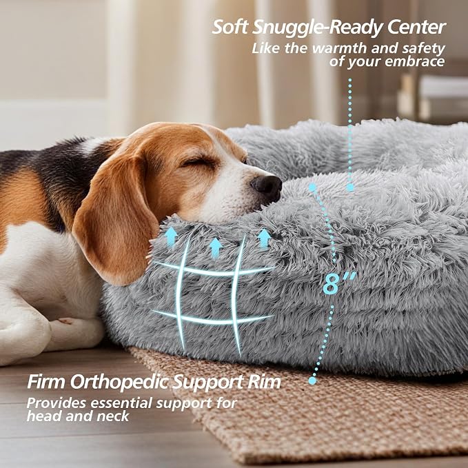 JOLLYVOGUE Calming Dog Bed Medium Size Dog, Anti-Anxiety Donut Medium Dog Bed - Image 3