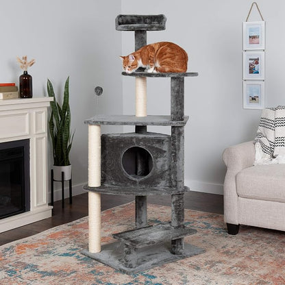 Furhaven 59.8" Tall Cat Tree for Indoor Cats, Ft. Sisal Scratching Posts - Image 2