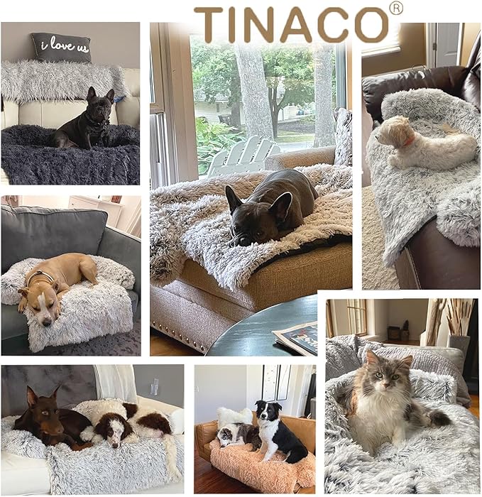Calming Dogs/Cats Bed Mats, Dog Pad Washable Removable Couch Cover, Plush Long - Image 3
