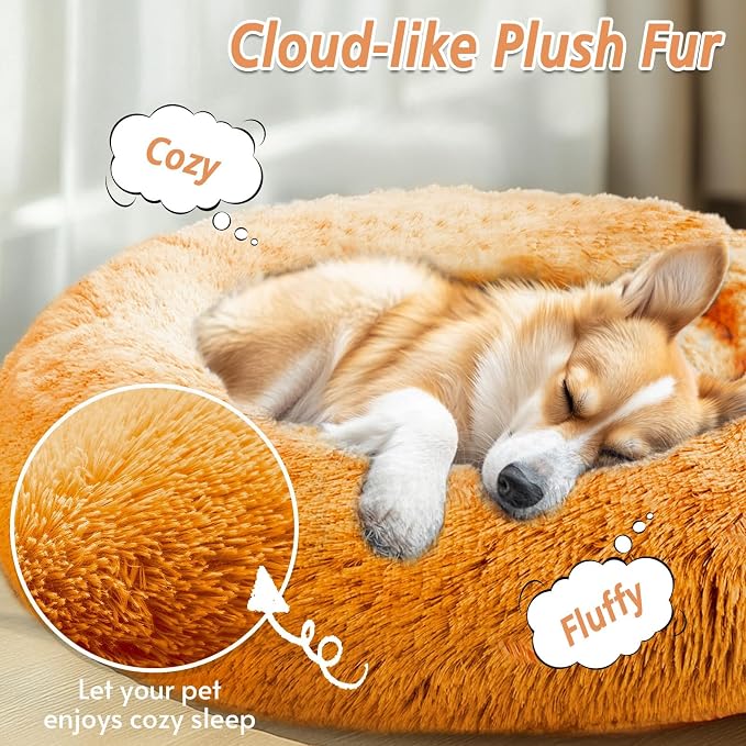 JOLLYVOGUE Calming Dog Bed Large Size Dog, Anti-Anxiety Donut Large Pet Bed - Image 2