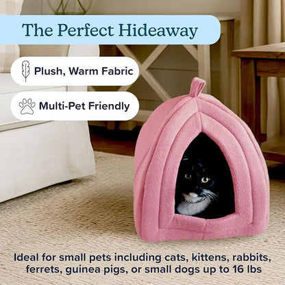 Cat House Indoor Cat Bed with Removable Foam Cushion, Plush Cat Tent Bed - Image 2