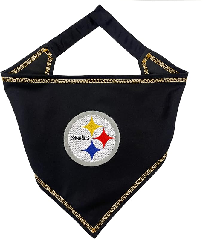 NFL Pittsburgh Steelers TIE Bandana, Large/X-Large. Dog Bandana Scarf Bib by PETSFIRST