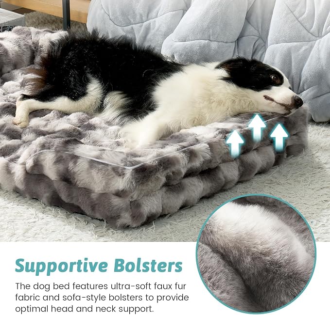 Self Warming Dog Bed for Large Size Dog, Faux Fur Orthopedic Puppy Sofa - Image 8