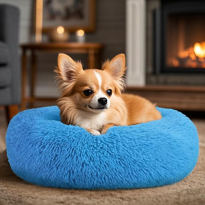 Dogs Bed for Small Dogs, Anti-Anxiety Washable Round Bed - Image 5