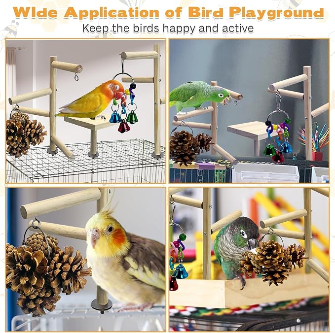 PINVNBY 3 PCS Wooden Small Bird Playground - Image 9