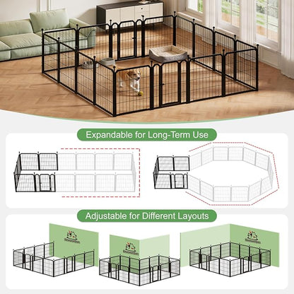 Dog Playpen for Indoor & Outdoor, 24 inch 6 Panels Metal Puppy Playpen for - Image 3