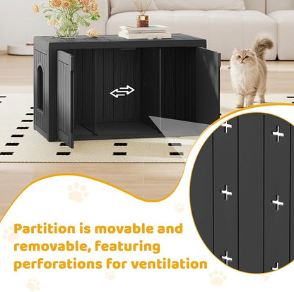 Cat Litter Box Enclosure, Indoor Outdoor Cat House Weatherproof, Side Table - Image 3