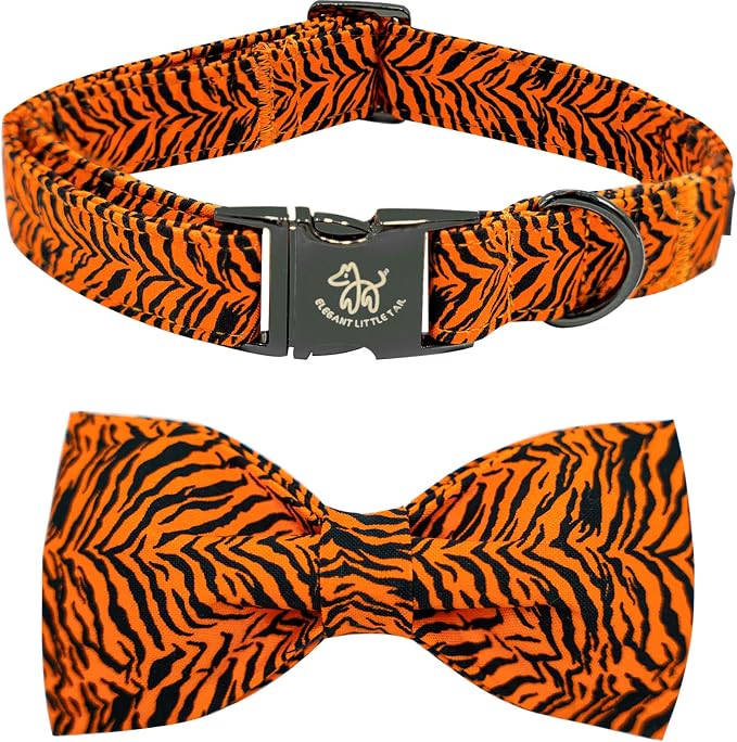 Elegant little tail Dog Collar, Tiger Print Pet Collar Fashion Boy Dog Collars by Elegantlittletail