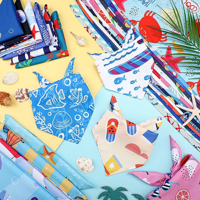 100 Pcs Ocean Dog Bandanas Bulk Pet Bibs Colorful Triangle Pet Ocean Scarf - Image 4