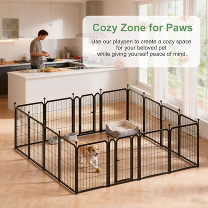 Dog Playpen for Indoor & Outdoor, 24 inch 6 Panels Metal Puppy Playpen for - Image 8