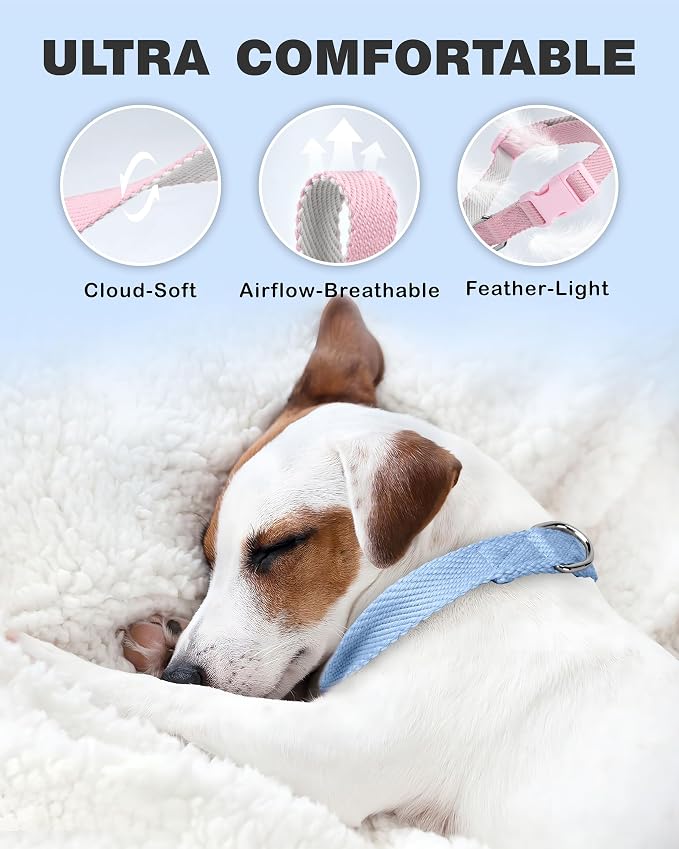 Dynmeow Soft and Breathable Cotton Dog Collar, Durable Adjustable Boy Pet Collar - Image 4