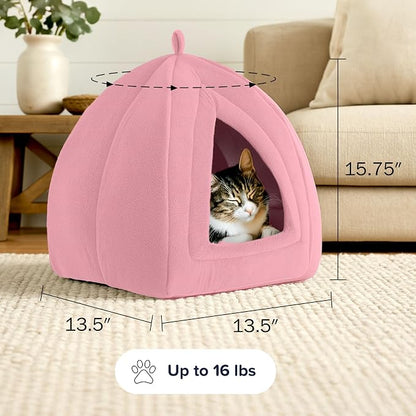 Cat House Indoor Cat Bed with Removable Foam Cushion, Plush Cat Tent Bed - Image 6