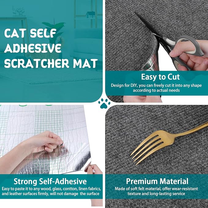 Climbing Cat Scratcher Mat Trimmable Cat Scratching Post Carpet 39.3’’x15.8’’ - Image 3